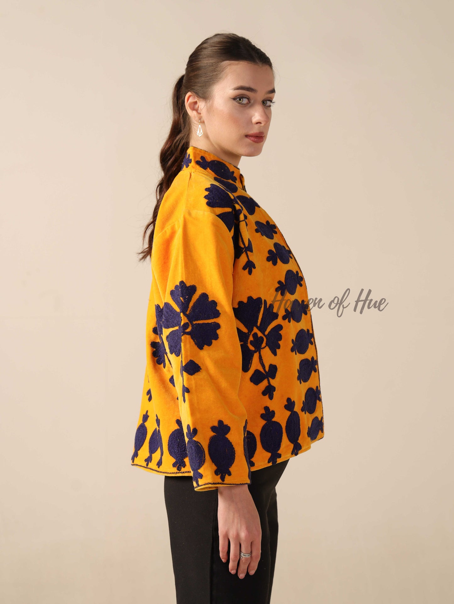 Yellow Cotton Embroidery Jacket