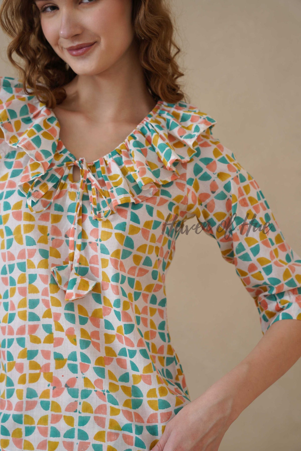 Multi Color Geometric Hand Block Cotton Co-ord Set