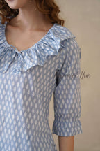 Blue Hand Block Print Cotton Floral Co-ord Set