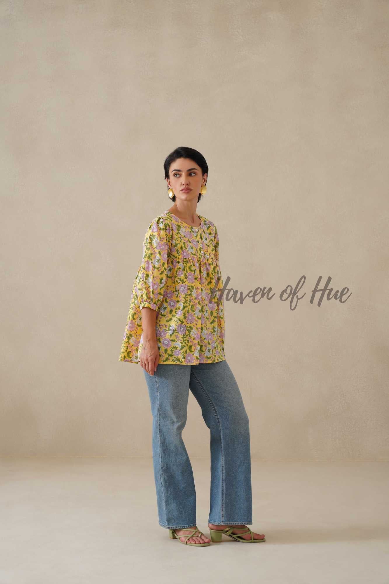 Printed Yellow Casual Top