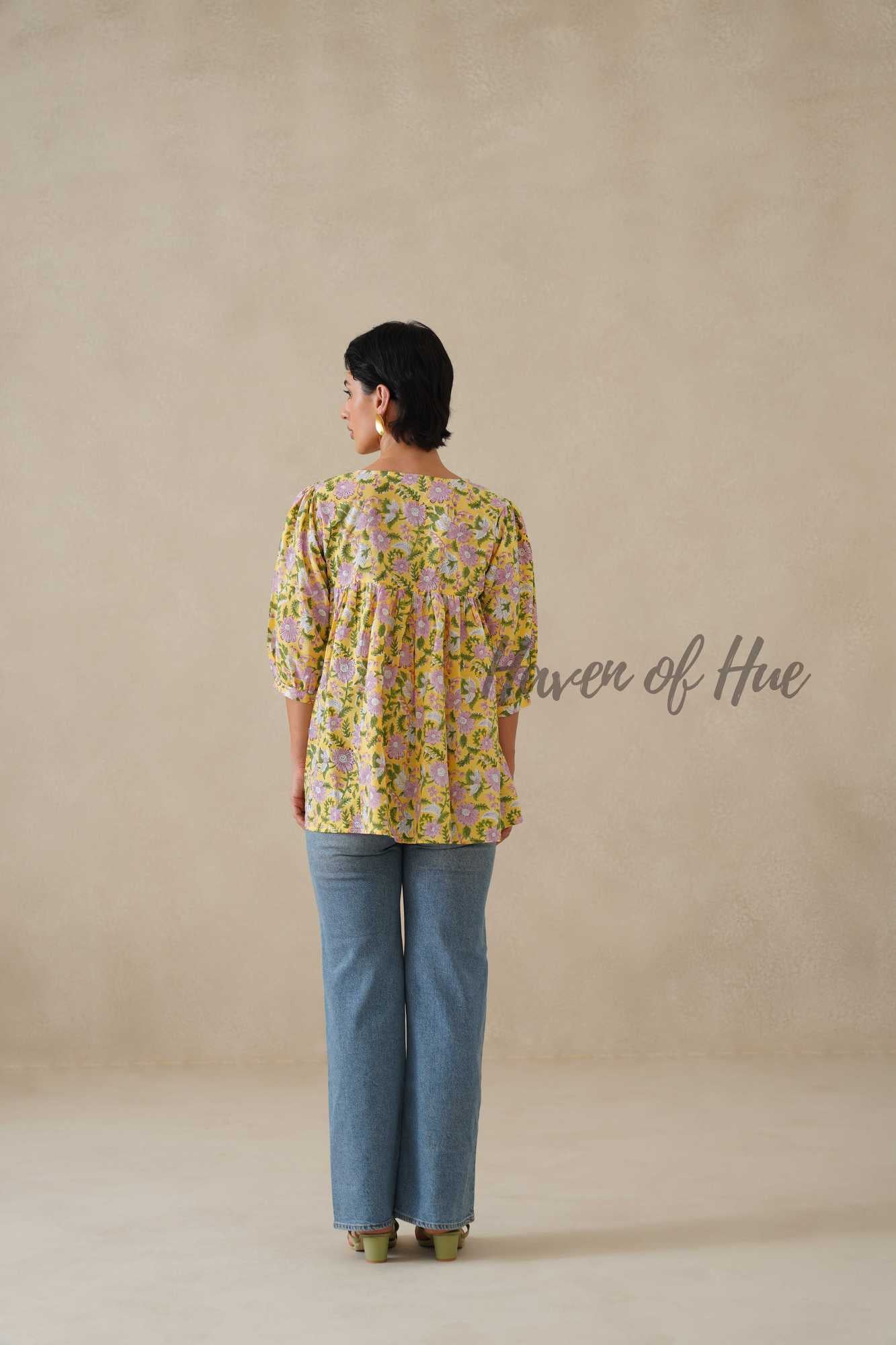 Printed Yellow Casual Top