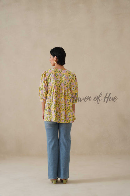 Printed Yellow Casual Top