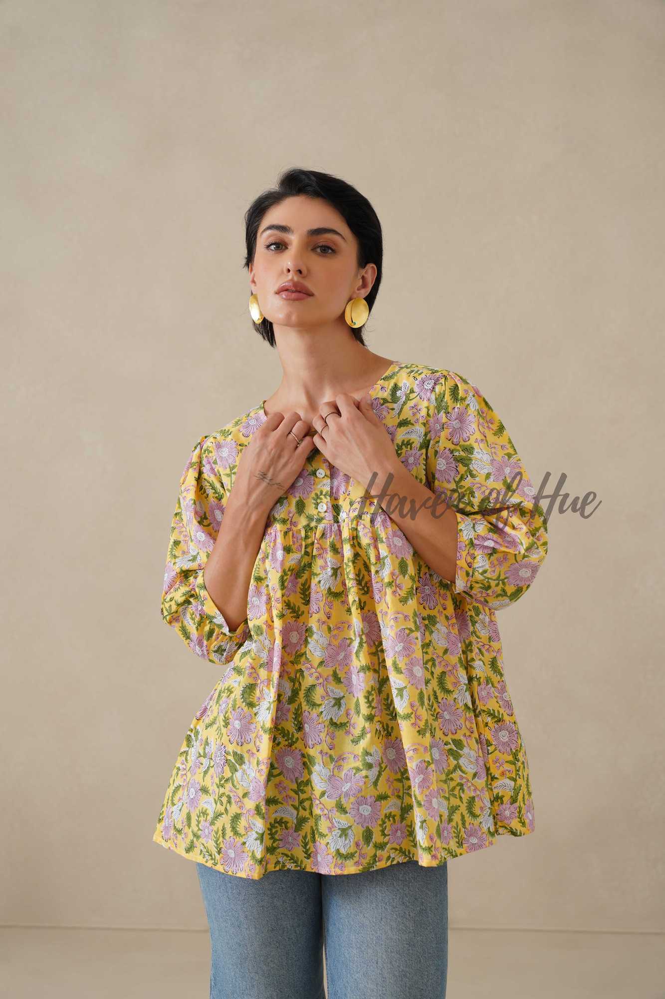 Printed Yellow Casual Top