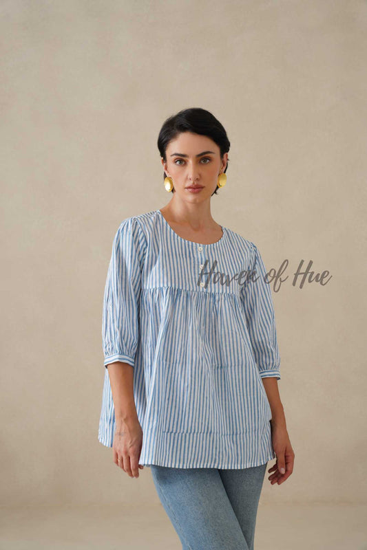 Blue Stripe Casual Top