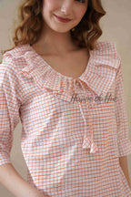 Orange Hand Block Print Cotton Floral Co-ord Set