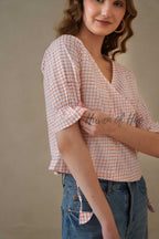 Women’s Orange Floral Block Print Cotton Tunic Top Relaxed Boho Shirt