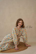 Multicolor Full Sleeve Cotton Dress with Geometric Print