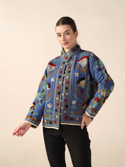 Light Blue Hand-Embroidered Jacket