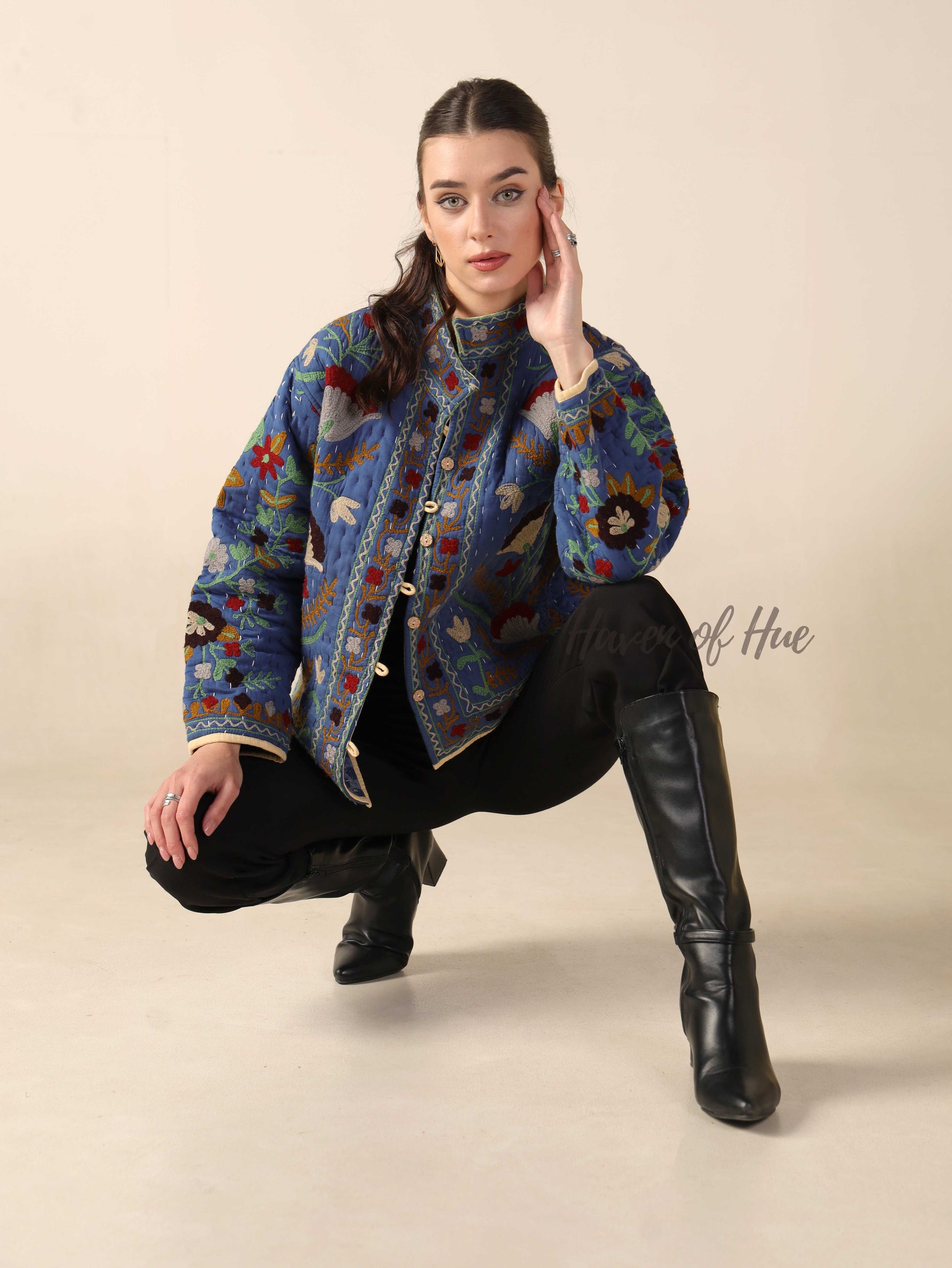 Light Blue Hand-Embroidered Jacket