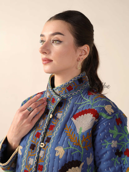 Light Blue Hand-Embroidered Jacket