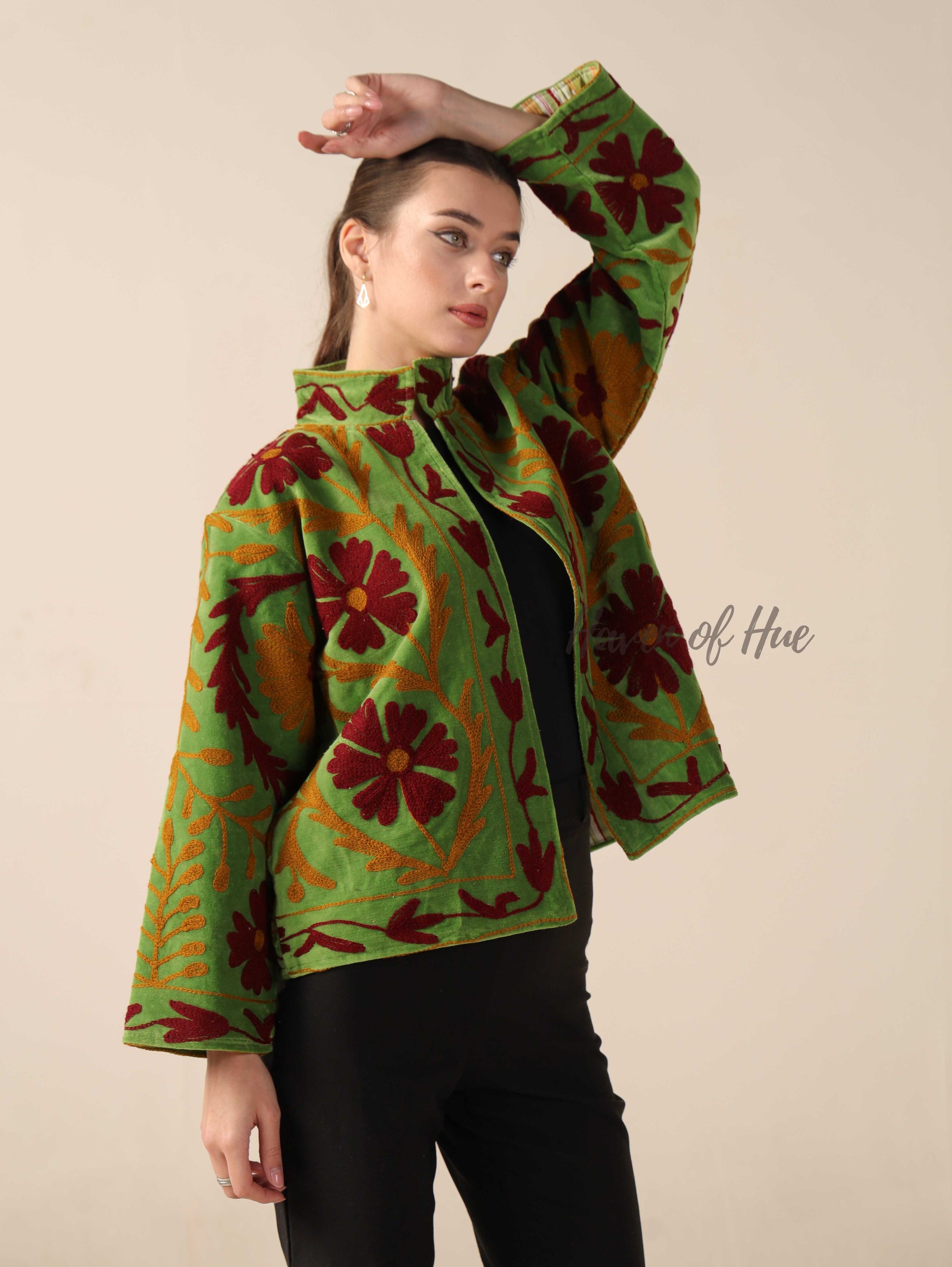 Green Velvet Embroidered Jacket