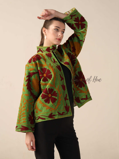 Green Velvet Embroidered Jacket