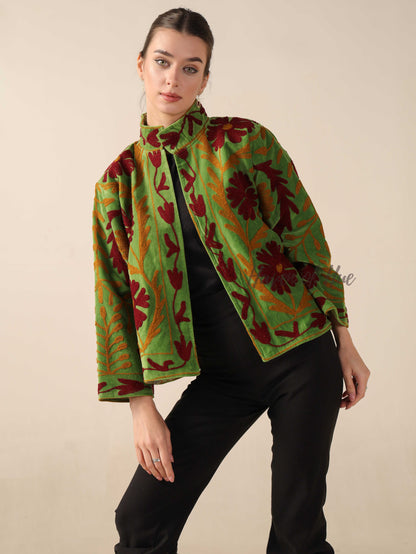 Green Velvet Embroidered Jacket