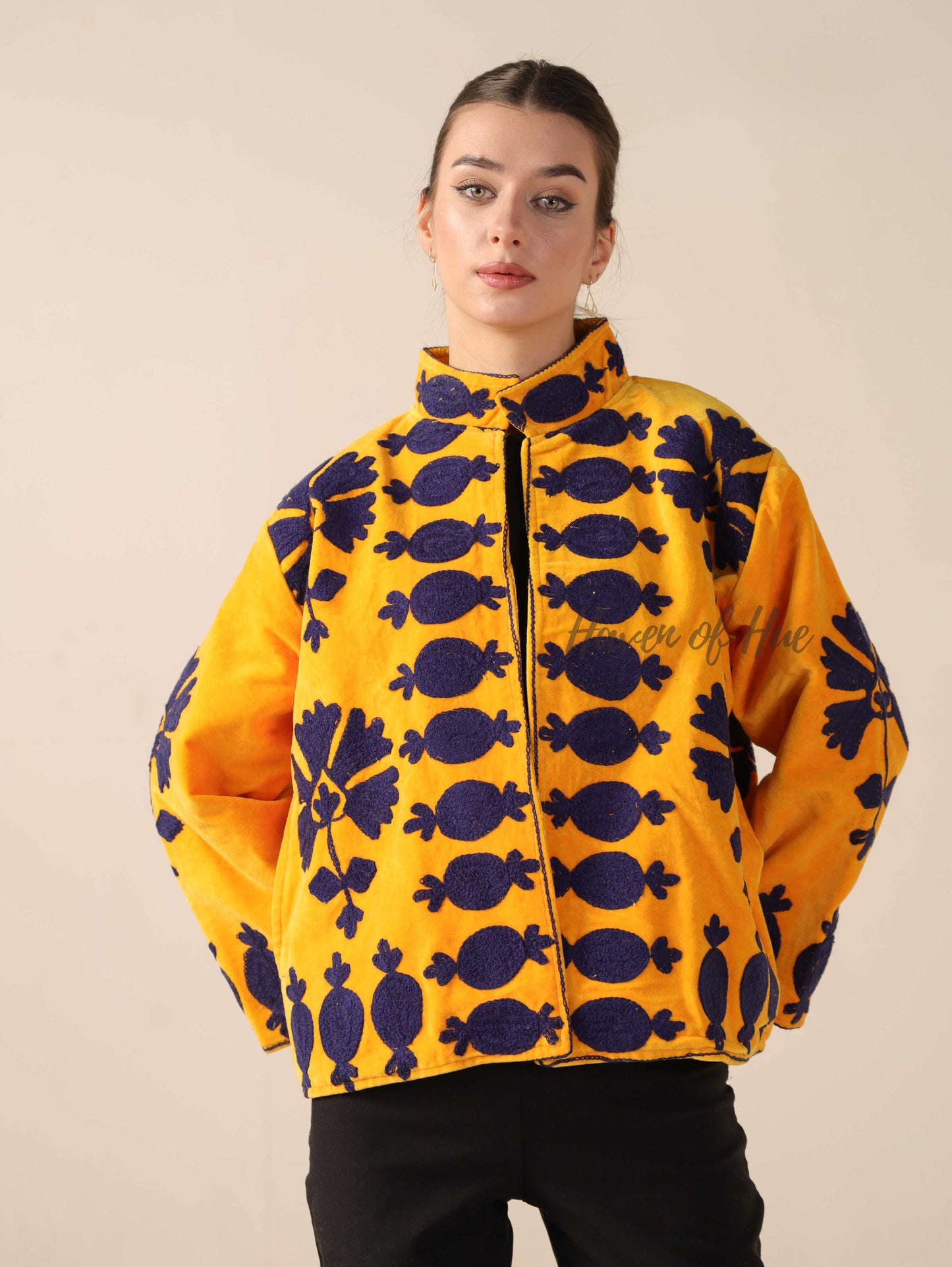 Yellow Cotton Embroidery Jacket