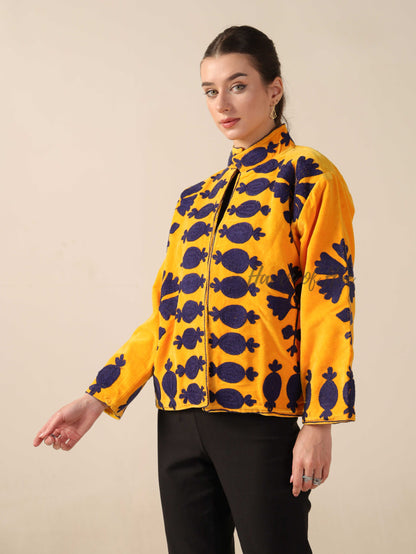 Yellow Cotton Embroidery Jacket