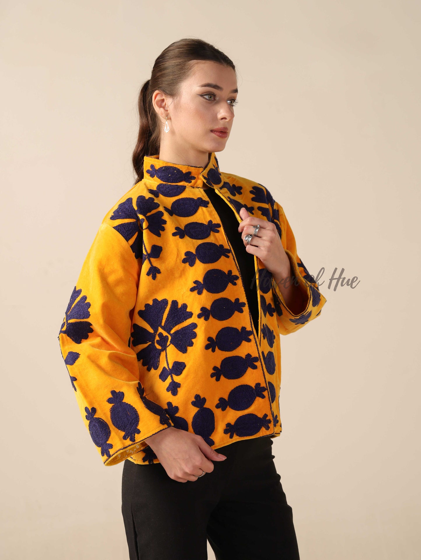 Yellow Cotton Embroidery Jacket