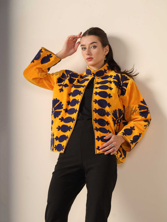 Yellow Cotton Embroidery Jacket