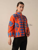 Orange Cotton Embroidery Jacket