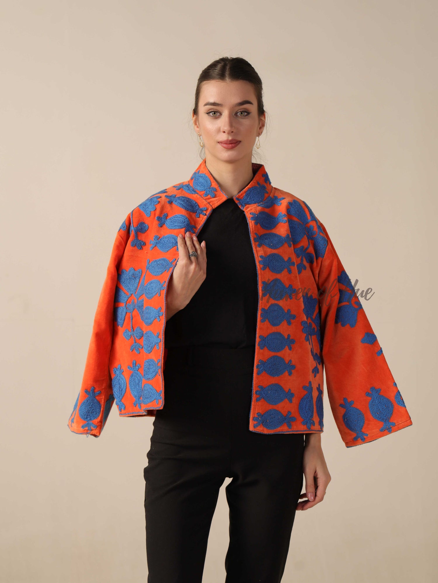 Orange Cotton Embroidery Jacket