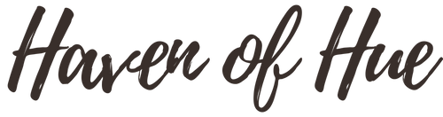Logo with 'Haven of Hue' text on a white background