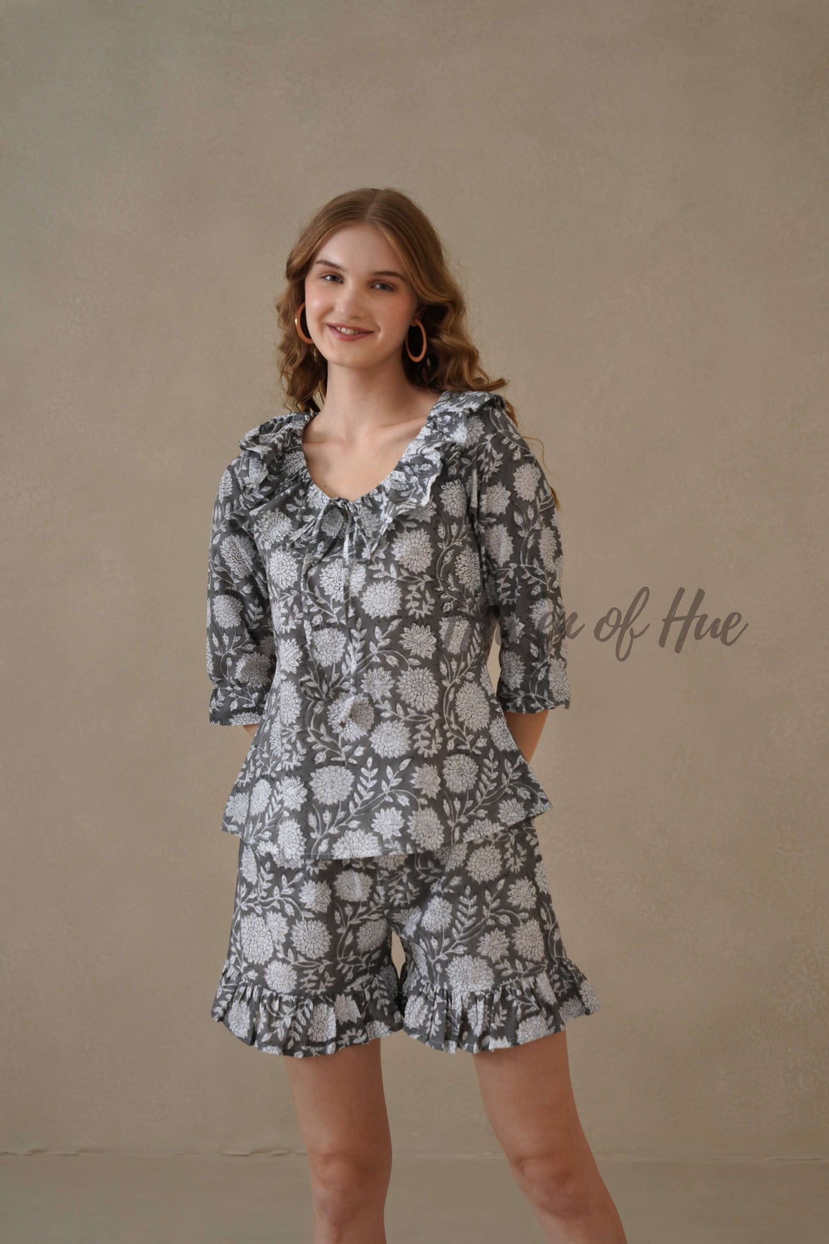 Black Hand Block Print Cotton Floral Co-ord Set