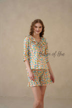 Multi Color Geometric Hand Block Cotton Co-ord Set