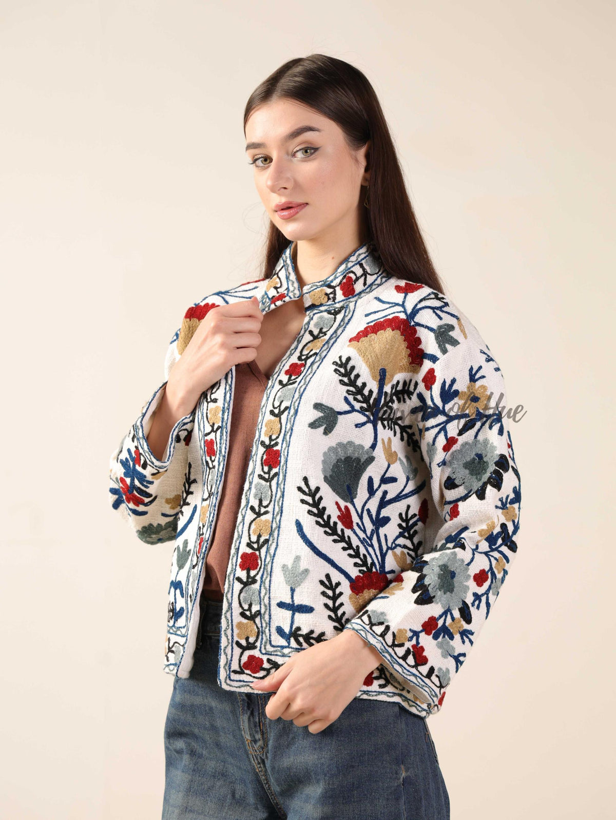 Boho Suzani Embroidered Cotton Jacket Women’s Handmade Winter Coat