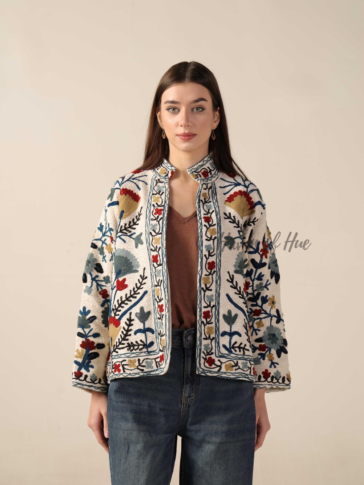 Suzani Embroidered Cotton Boho Jacket Handmade Women’s Winter Coat TNT Fabric Outerwear One Size Fit Jacket