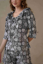 Black Hand Block Print Cotton Floral Co-ord Set
