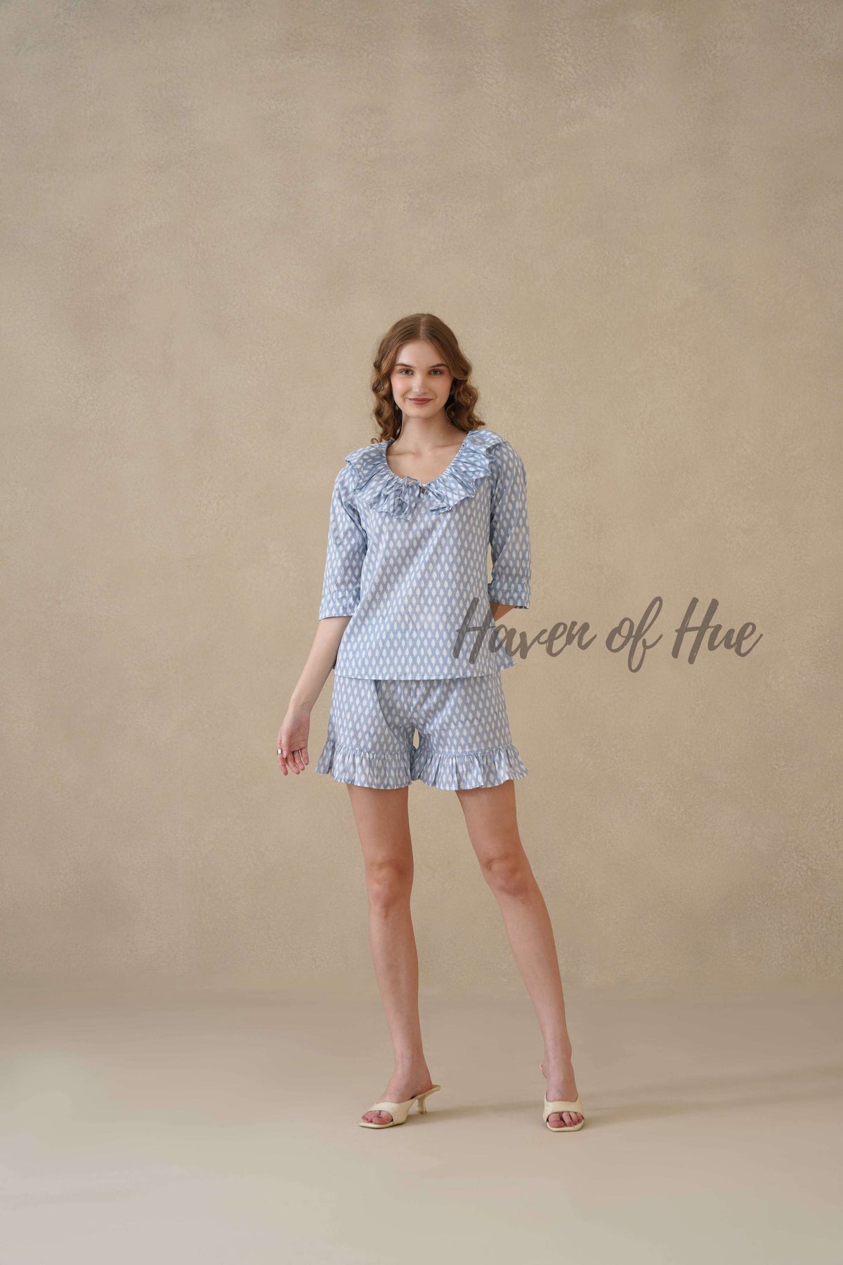 Blue Hand Block Print Cotton Floral Co-ord Set