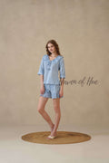 Blue Stripe Hand Block Print Cotton Co-ord Set