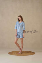 Blue Stripe Hand Block Print Cotton Co-ord Set