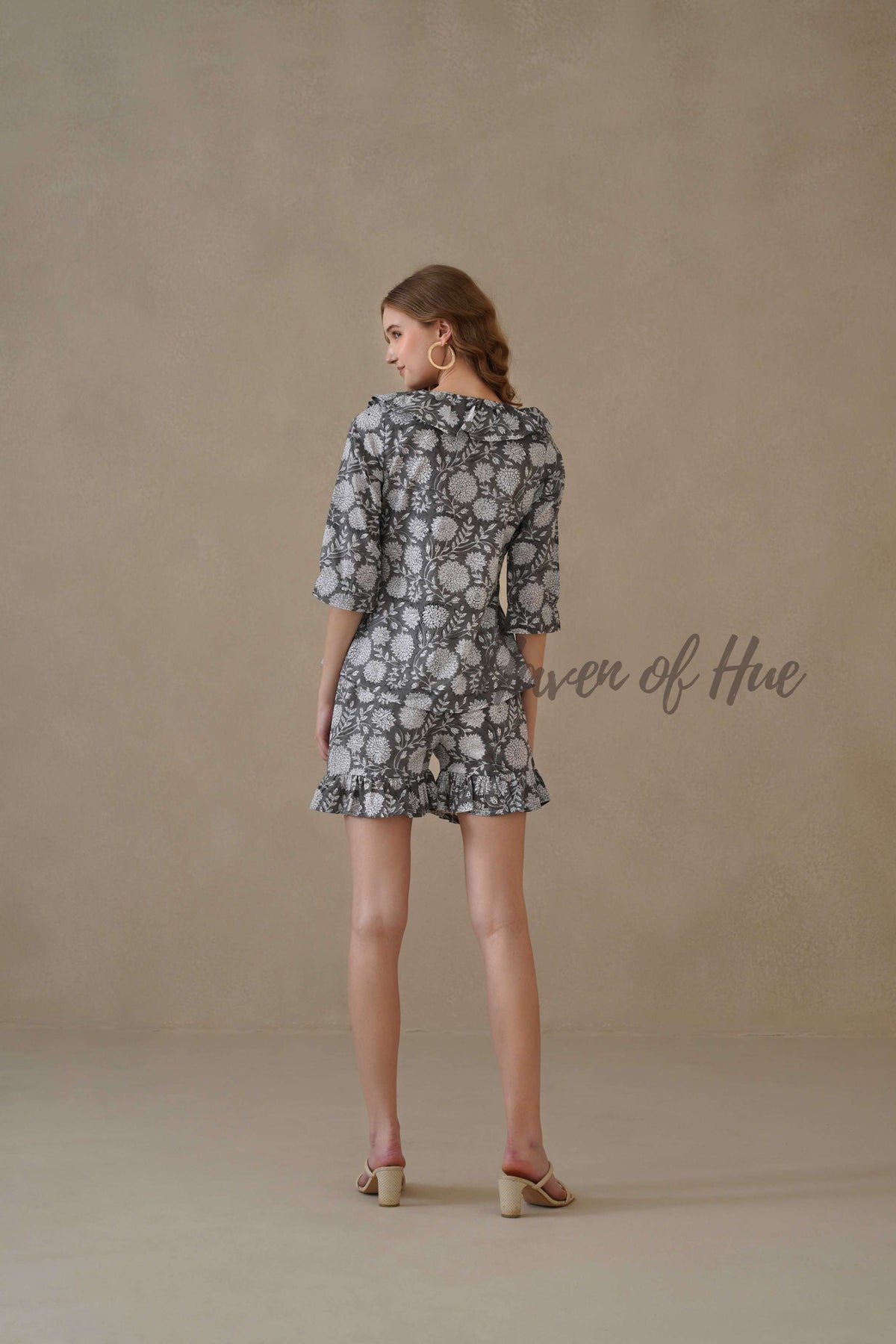 Black Hand Block Print Cotton Floral Co-ord Set