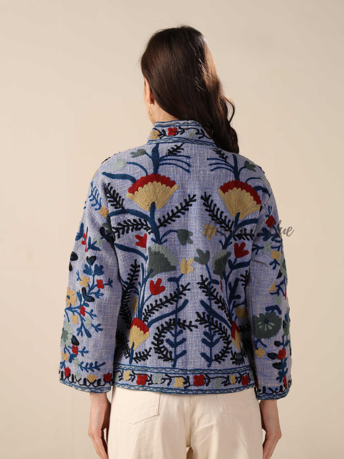 Women’s Cotton Embroidered Suzani Boho Jacket Open Front Short Coat Handmade Embroidery Quilted Winter Coat TNT Fabric Outerwear