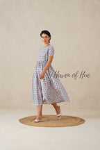 Green Base Floral Cotton Midi Dress - Boho Short Sleeve Cottagecore Dress