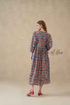 Multicolor Floral Cotton Tiered Dress – Short Sleeve Boho Midi