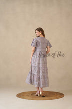 Purple Floral Maxi Dress Hand Block Print Cotton