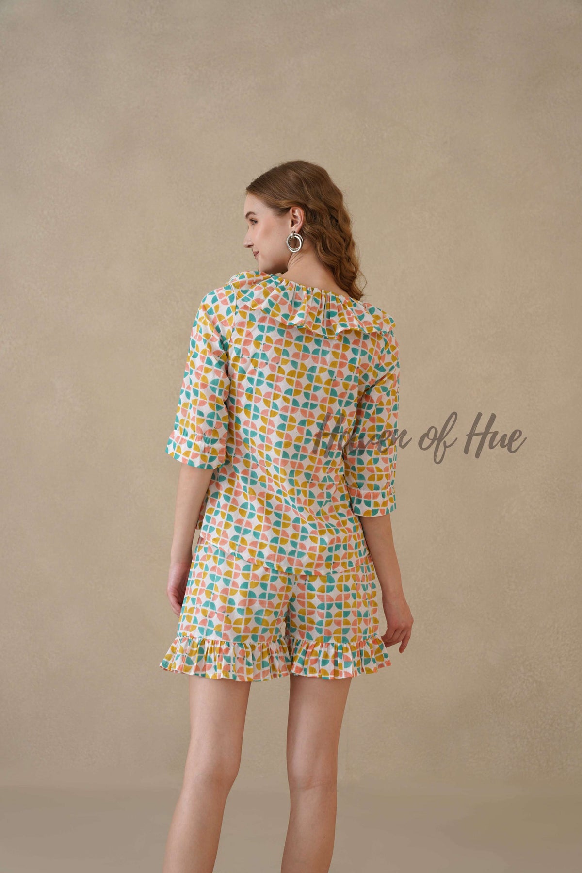 Multi Color Geometric Hand Block Cotton Co-ord Set