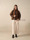 Brown Suzani Velvet Jacket Teal Floral Embroidered Boho Artisanal Statement Coat