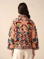 Women’s Embroidered Cotton Suzani Jacket Bohemian Winterwear Short Coat Handmade TNT Fabric Outerwear for Women
