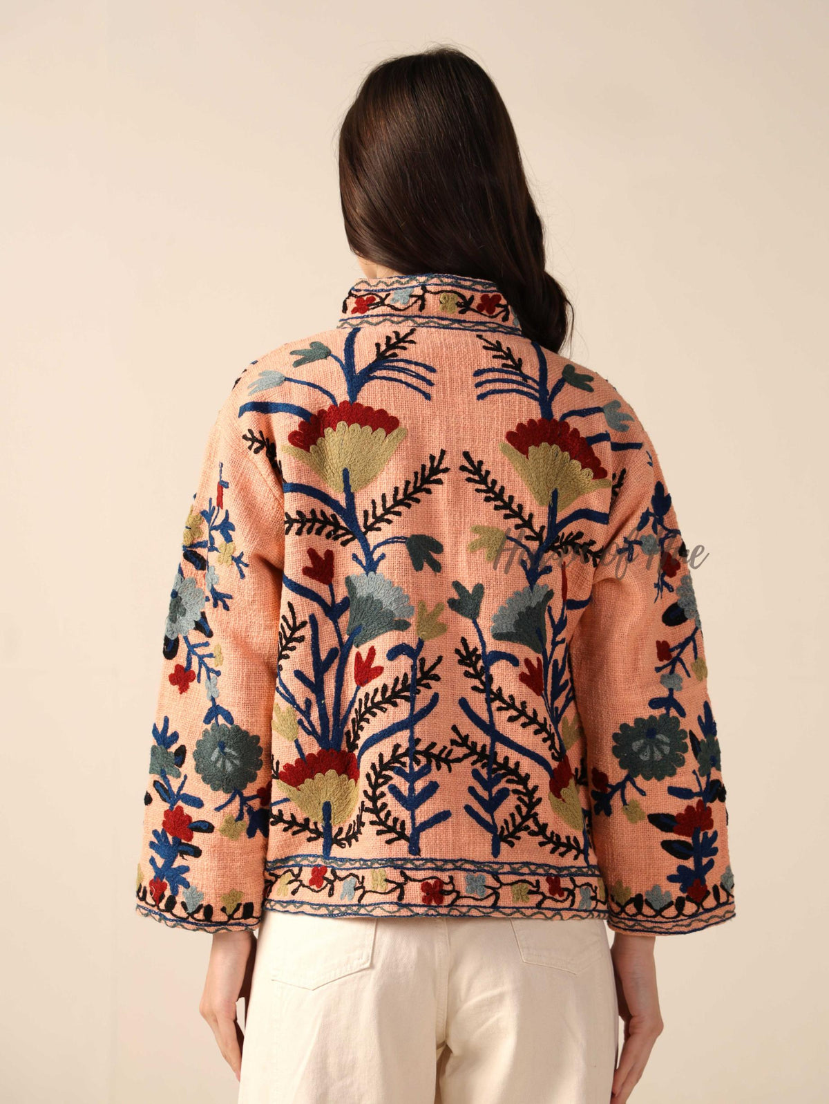 Women’s Embroidered Cotton Suzani Jacket Bohemian Winterwear Short Coat Handmade TNT Fabric Outerwear for Women