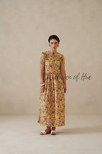 Yellow Floral Cotton Dress | Boho Summer Midi Dress for Women