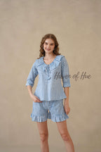 Blue Stripe Hand Block Print Cotton Co-ord Set