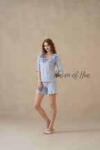 Blue Hand Block Print Cotton Floral Co-ord Set
