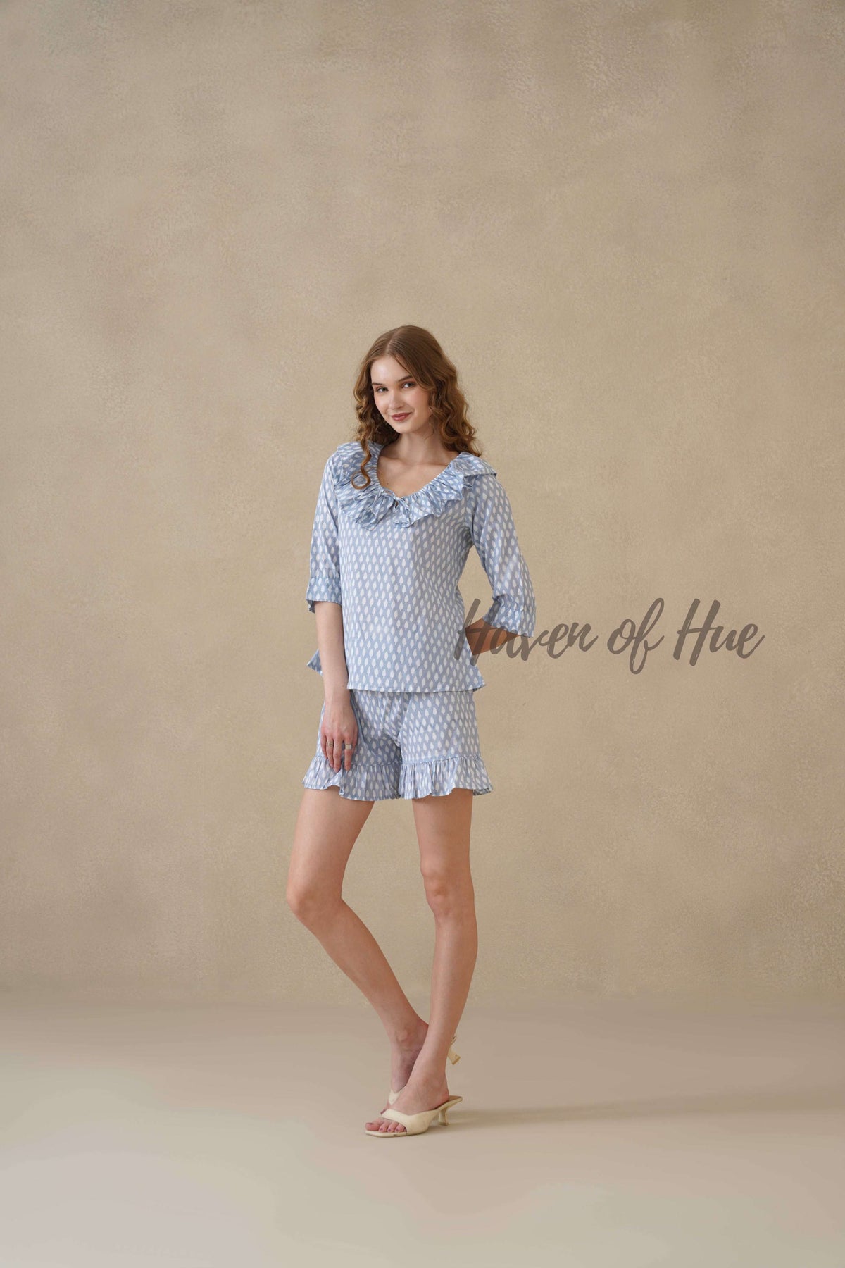 Blue Hand Block Print Cotton Floral Co-ord Set