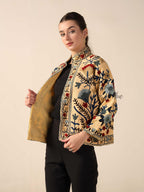 Women's Cotton Embroidered Jacket Lightweight Boho Casual Open Front Outerwear