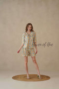 Multi Color Geometric Hand Block Cotton Co-ord Set
