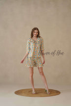 Multi Color Geometric Hand Block Cotton Co-ord Set