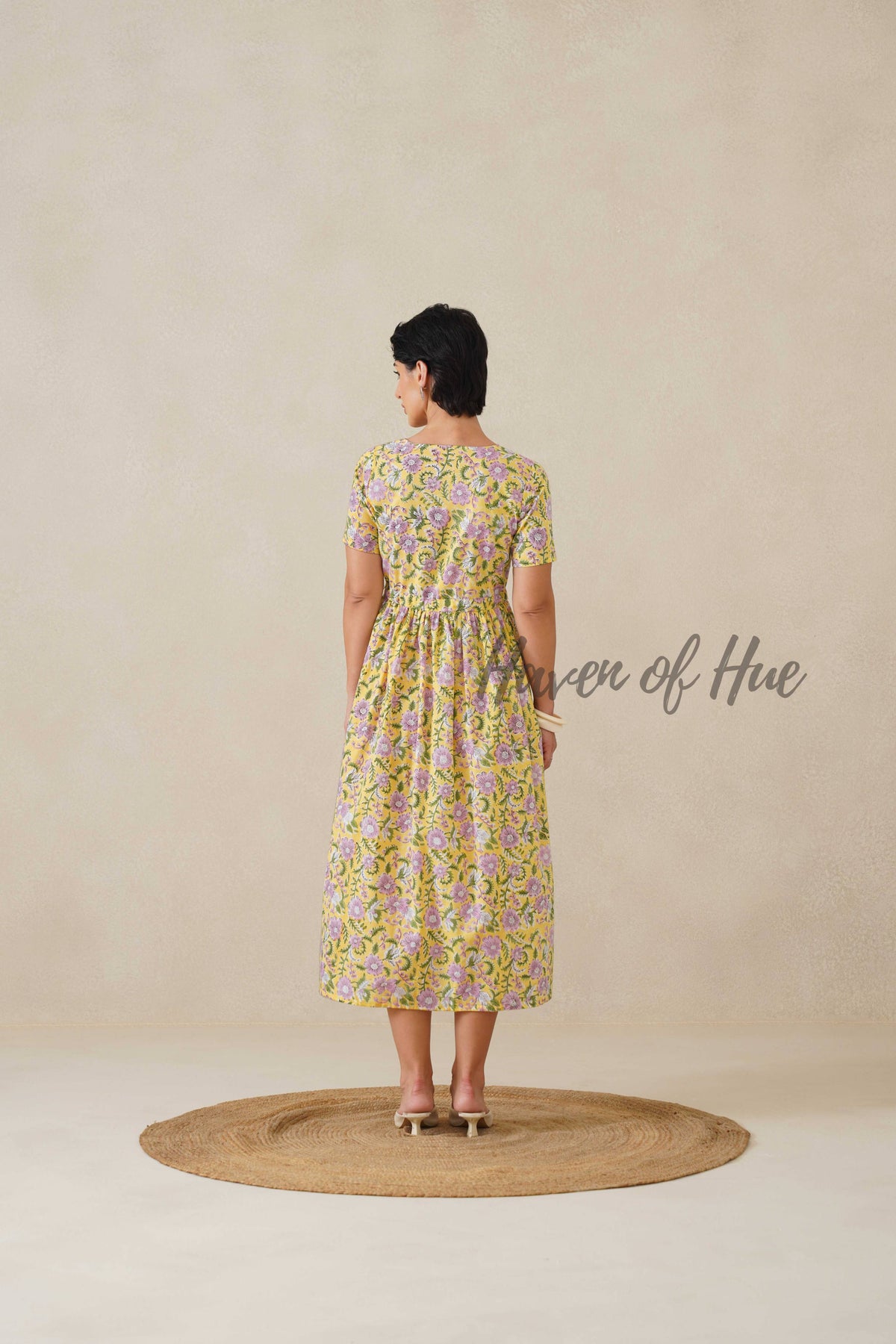 Yellow Floral Cotton Midi Dress - Boho Cottagecore Summer Dress