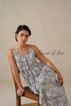 Women Cotton Tunic Top - Hand Block Print Cami Dress - Grey Floral Boho Tunic - Artisan Sleeveless Relaxed Fit Summer Dress
